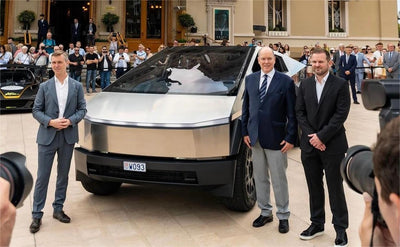 Monaco's Prince Albert II Takes the Tesla Cybertruck for a Spin at Top Marques Show