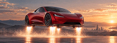 Reports: Tesla Unveils SpaceX-Developed Flying Roadster, 2028 Target