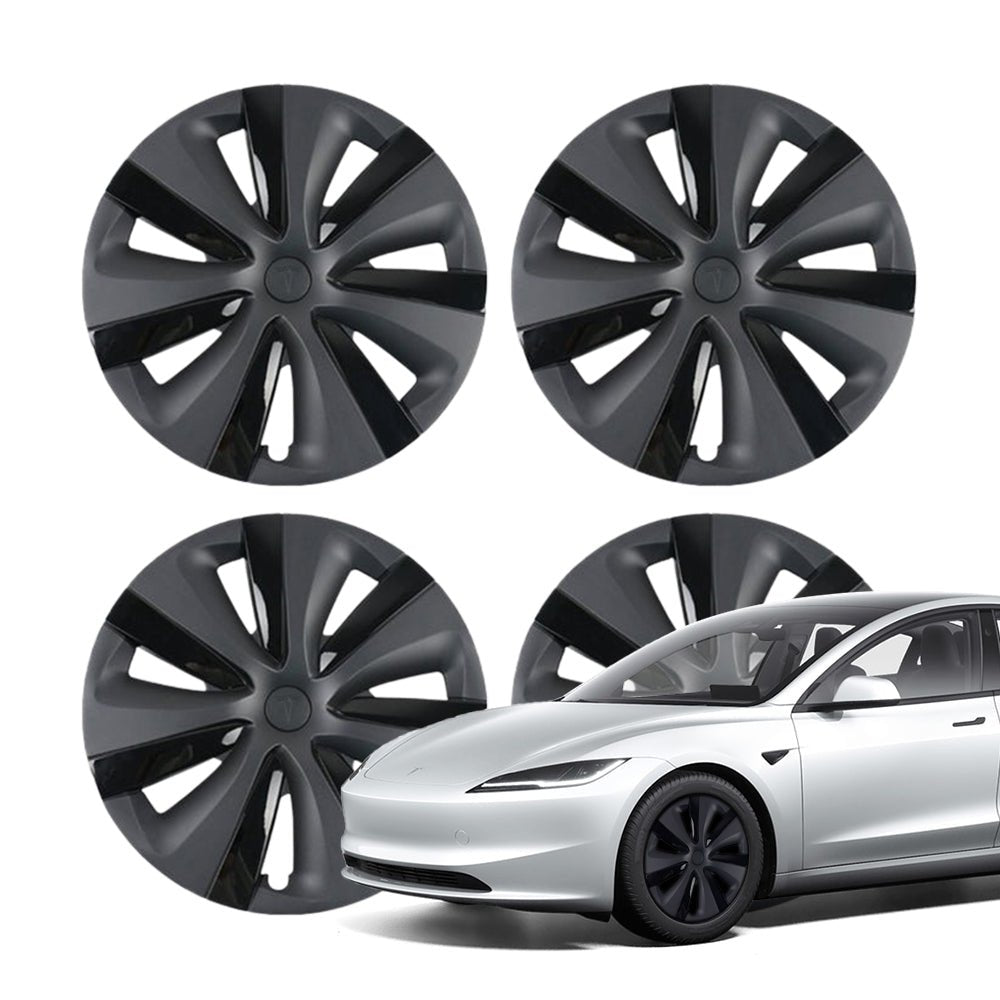 KING-AUTO001 Matte Black 18" Hubcap Wheel Cover Set (4) For Tesla Model 3 – Made In USA