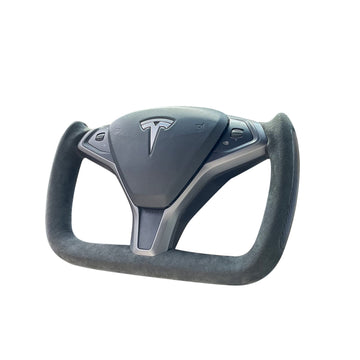 Alcantara Yoke Steering Wheel Replacement for Tesla Model S / X 2012-2020 【Style 15】