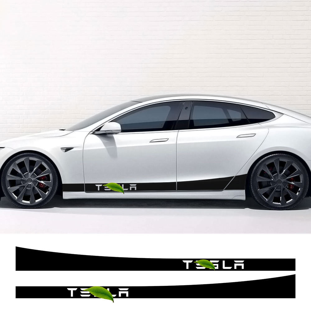 4 Stück Auto Einstiegsleisten Schutzfolie, für Tesla mit Abzeichen