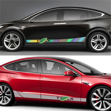 Car Door Side Skirt Stripes Sill Sticker Body Decal for Tesla Model S/3/X/Y (2pcs/set)