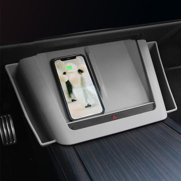 Center Console Wireless Charging Pad with Side Pockets for Tesla Model S/X