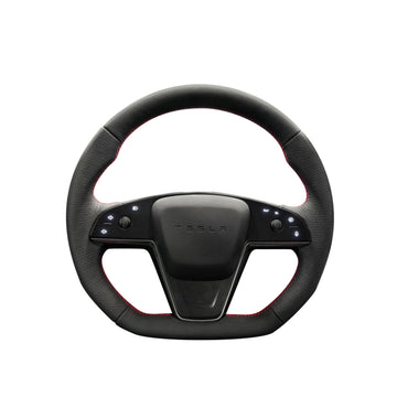 Plaid Round Steering Wheel Replacement for Tesla Model S / X 2021-2022 【Style 17】