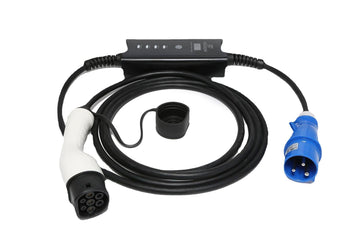 Portable Type 2 Charger| 250V | 32A | 3 Pin Blue Industrial Plug | 16ft