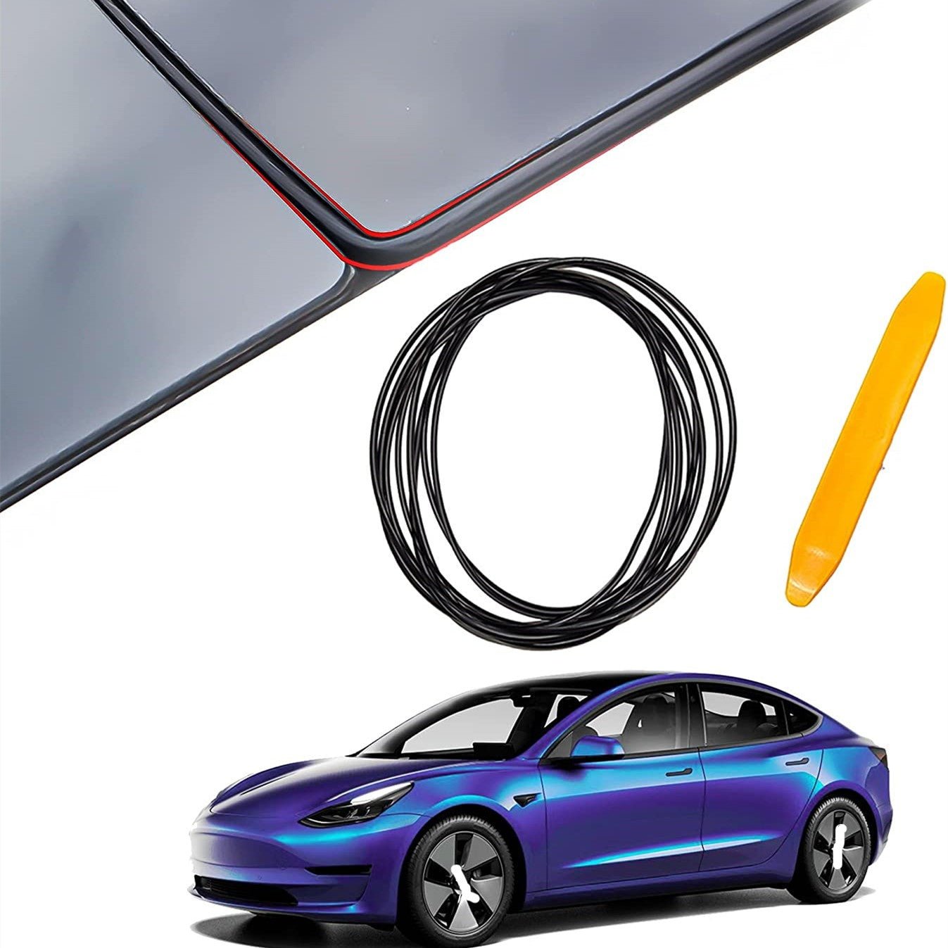 Sunroof Rubber Seal Wind Noise Reduction Kit for Tesla Model Y 2020-2023