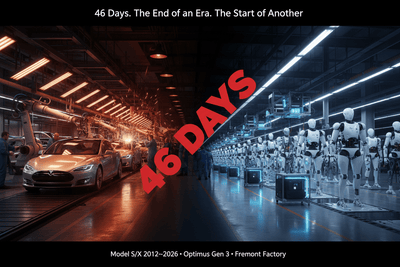 46 Days. That's All It Took to Erase 14 Years of Model S/X History — And Make Room for Optimus.