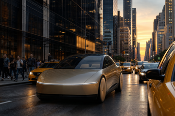 Tesla Cybercab autonomous vehicle on New York City street