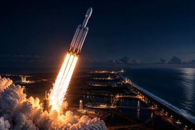 SpaceX Falcon Heavy Launches NROL-97 Spy Satellite from KSC