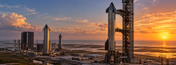 SpaceX Starbase in Boca Chica, Texas, with Starship vehicles and launch tower