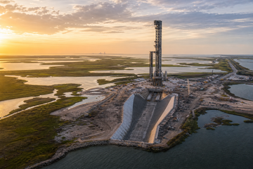 Aerial view of proposed SpaceX rocket launch site in Louisiana marshland