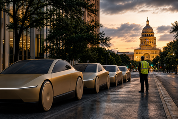 Tesla Cybercab prototypes parked on Austin street ahead of robotaxi launch reports