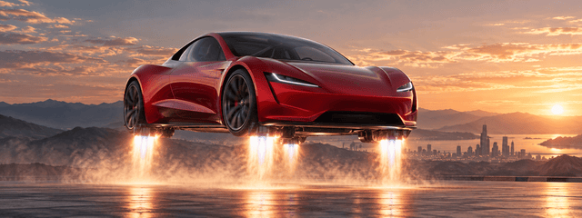 Reports: Tesla Unveils SpaceX-Developed Flying Roadster, 2028 Target