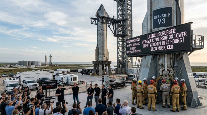 SpaceX Scrubs Starship V3 Flight 12 Debut — Mechazilla Hydraulic Pin ...
