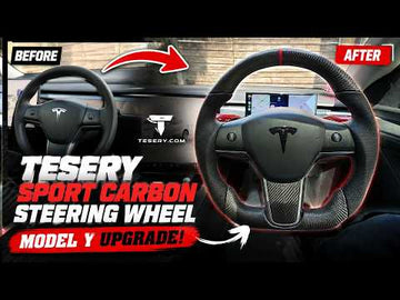 Tesery Model Y Carbon Fiber Steering Wheel Install & Review - Tesery Official Store