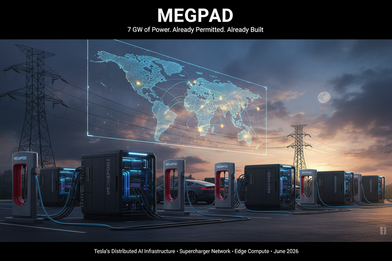 Tesla Files "MEGAPOD" Trademark: Modular AI Data Centers Powered by the Supercharger Network's 7 GW