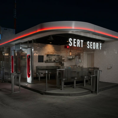 Tesla Supercharger Diner Food Menu Gets a Sneak Peek as Construction Nears Completion