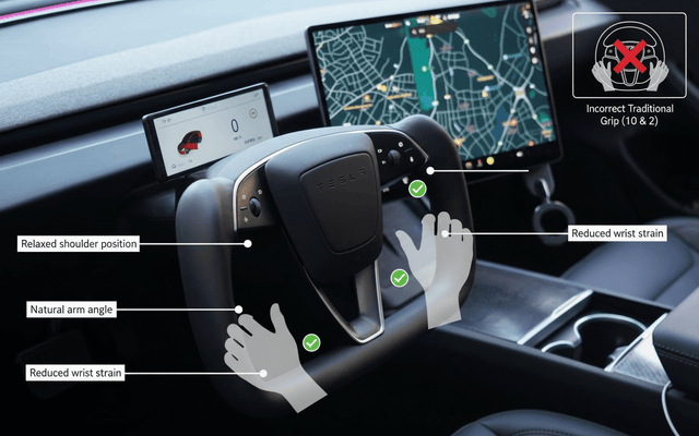 Por qué los volantes de horquilla ofrecen una comodidad superior para las manos durante el FSD de Tesla