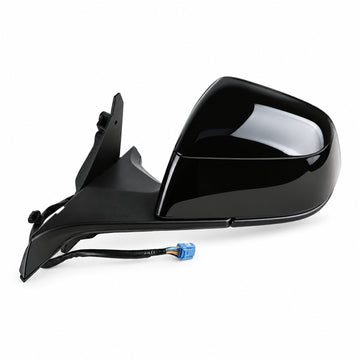 Black left side mirror assembly for Tesla Model Y Juniper and Model YL, complete with painted housing, mounting base and harness