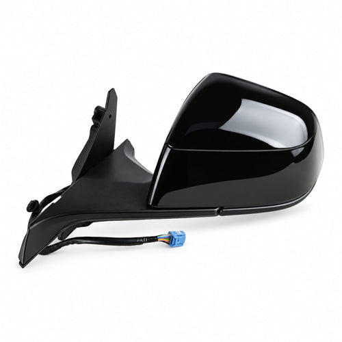 Black left side mirror assembly for Tesla Model Y Juniper and Model YL, complete with painted housing, mounting base and harness