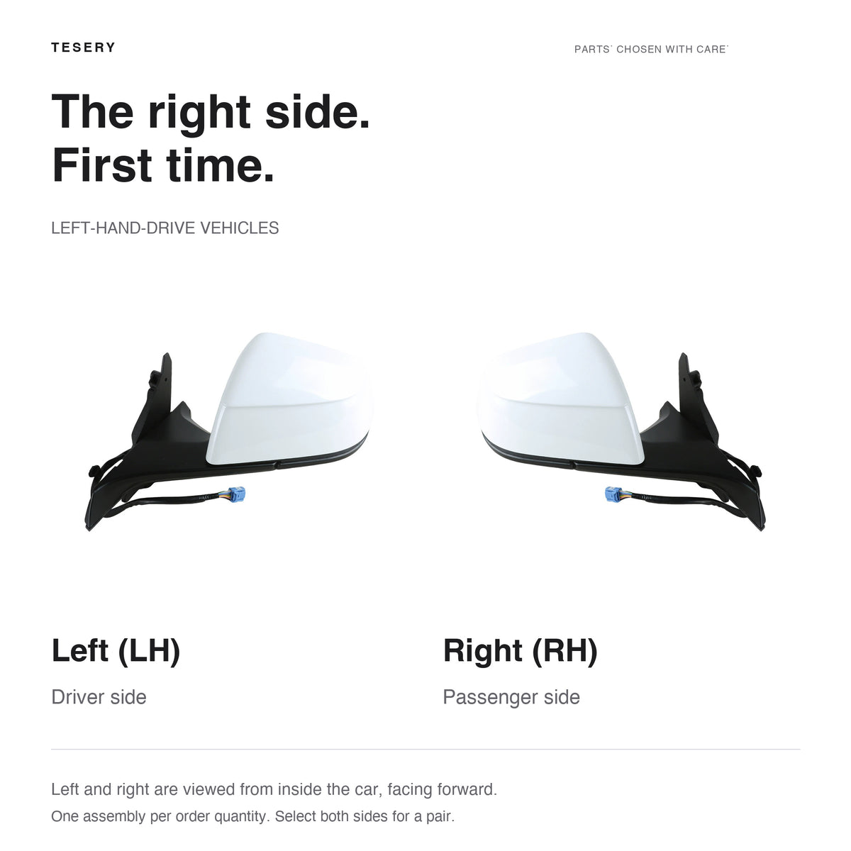 Side guide for left-hand-drive Tesla Model Y Juniper and Model YL: LH driver and RH passenger
