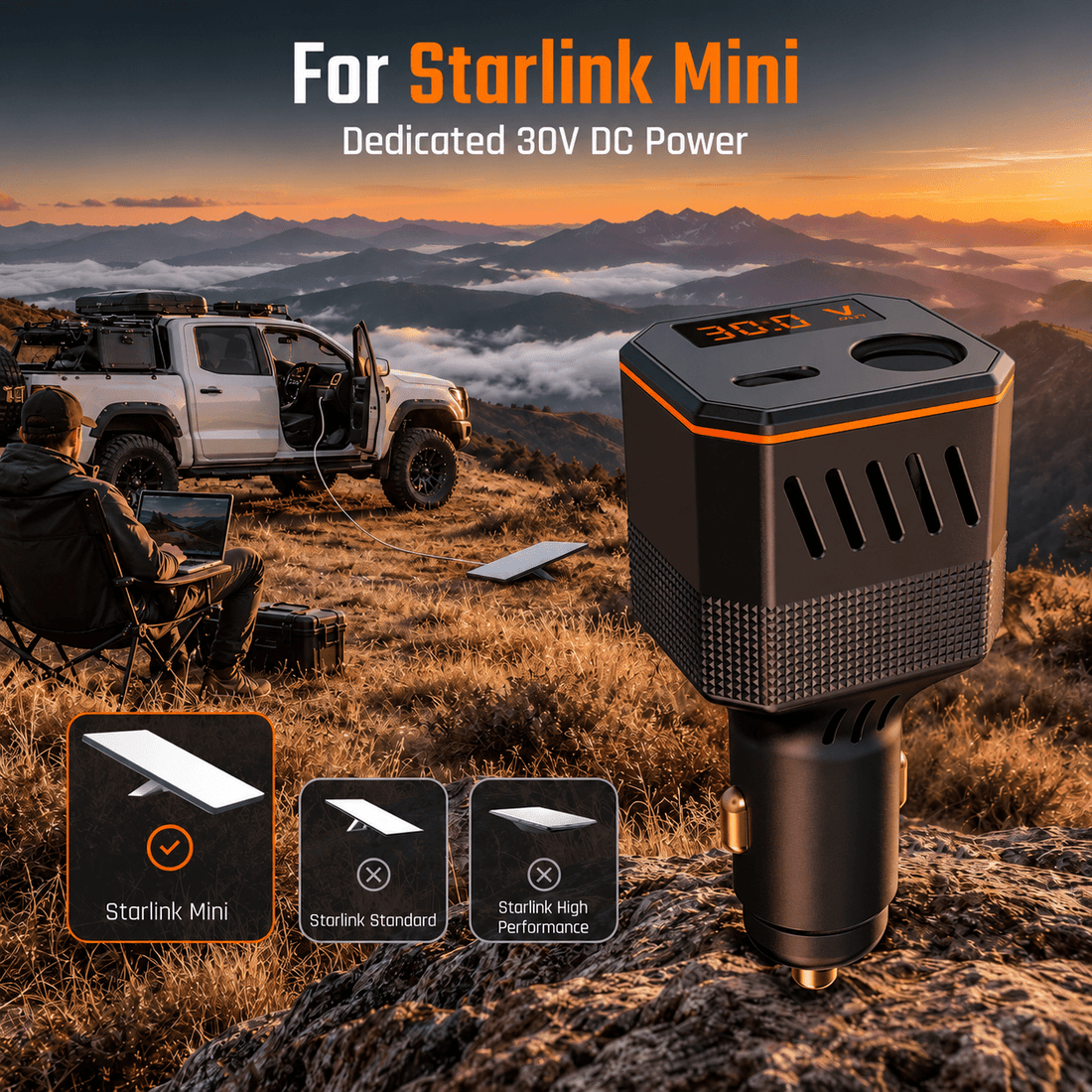 Rovedge 100W Car Cigarette Lighter Charger 30V DC Power for Starlink Mini - Tesery Official Store