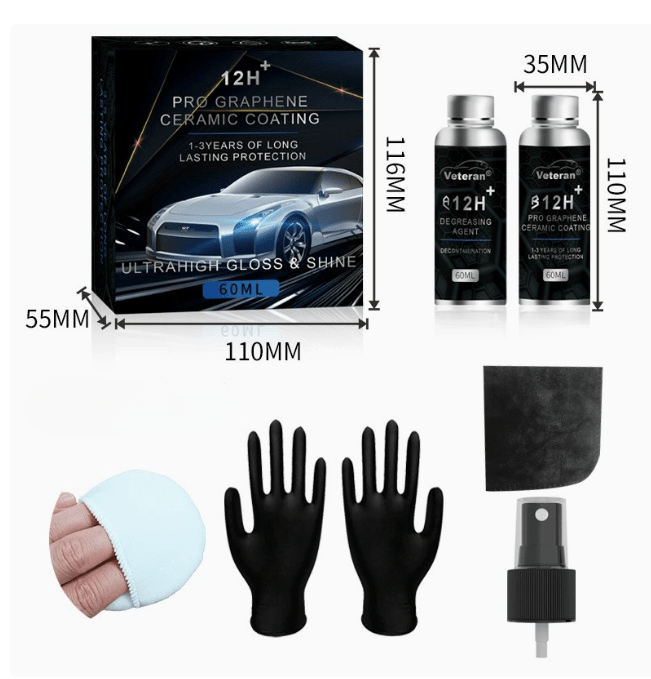 12H Graphene Ceramic Coating & Degreaser Kit | Mirror Shine & Hydrophobic - Tesery Official Store