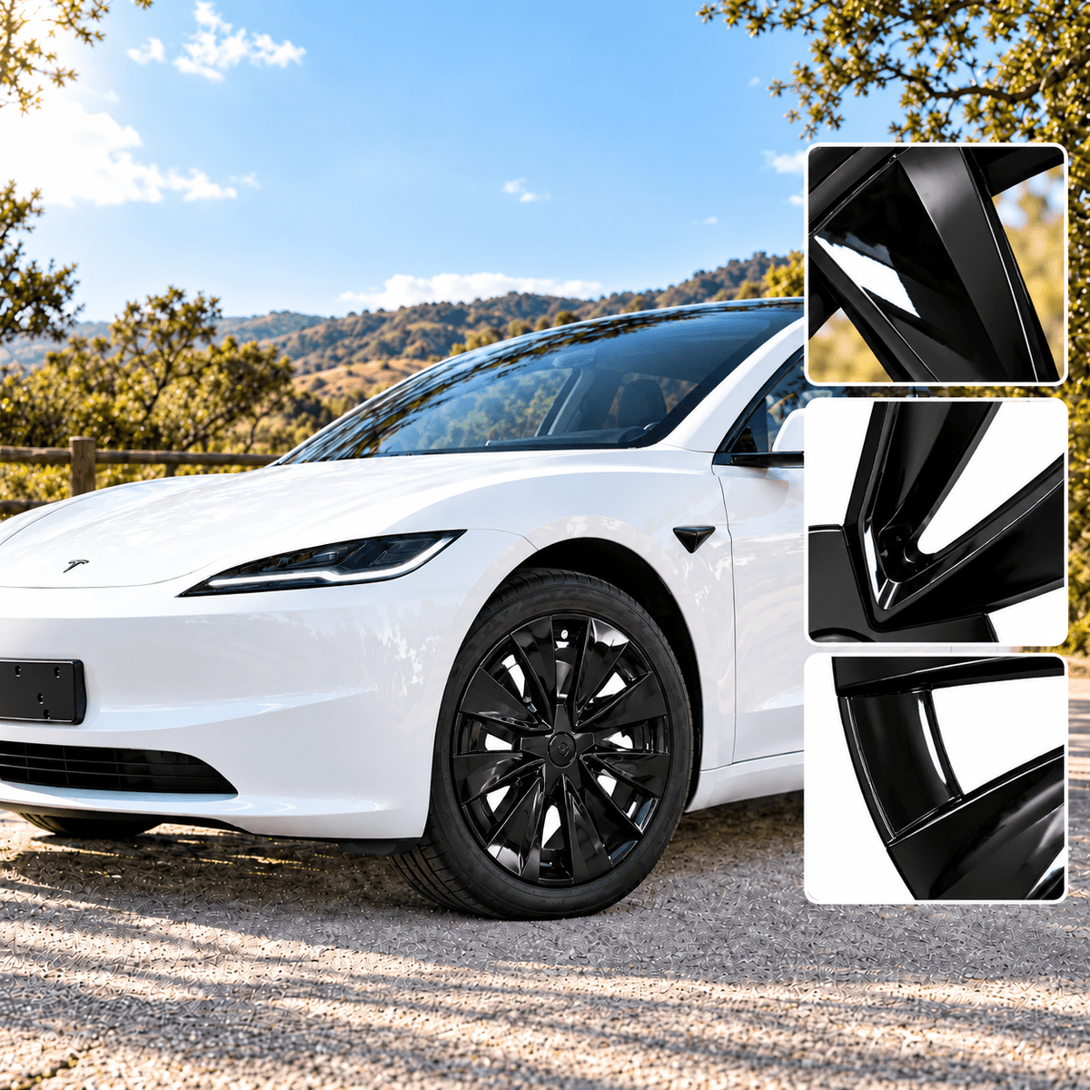18" V-Spoke Full-Coverage Wheel Covers for Tesla Model 3 Standard 2026+ (Set of 4) - Tesery Official Store