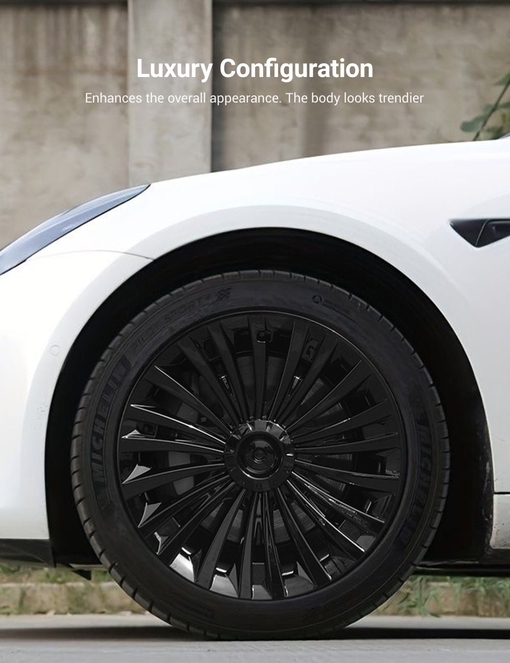 Juego De 4 Tapacubos Negros Opacos Con Logo Storm Blanco Para Tesla Model Y 19” – Estilo Deportivo
