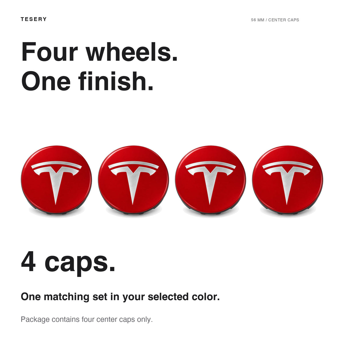 4 Pcs Hub Caps Covers Car for Tesla Model 3/Y/S/X (Diameter 56MM) - Tesery Official Store