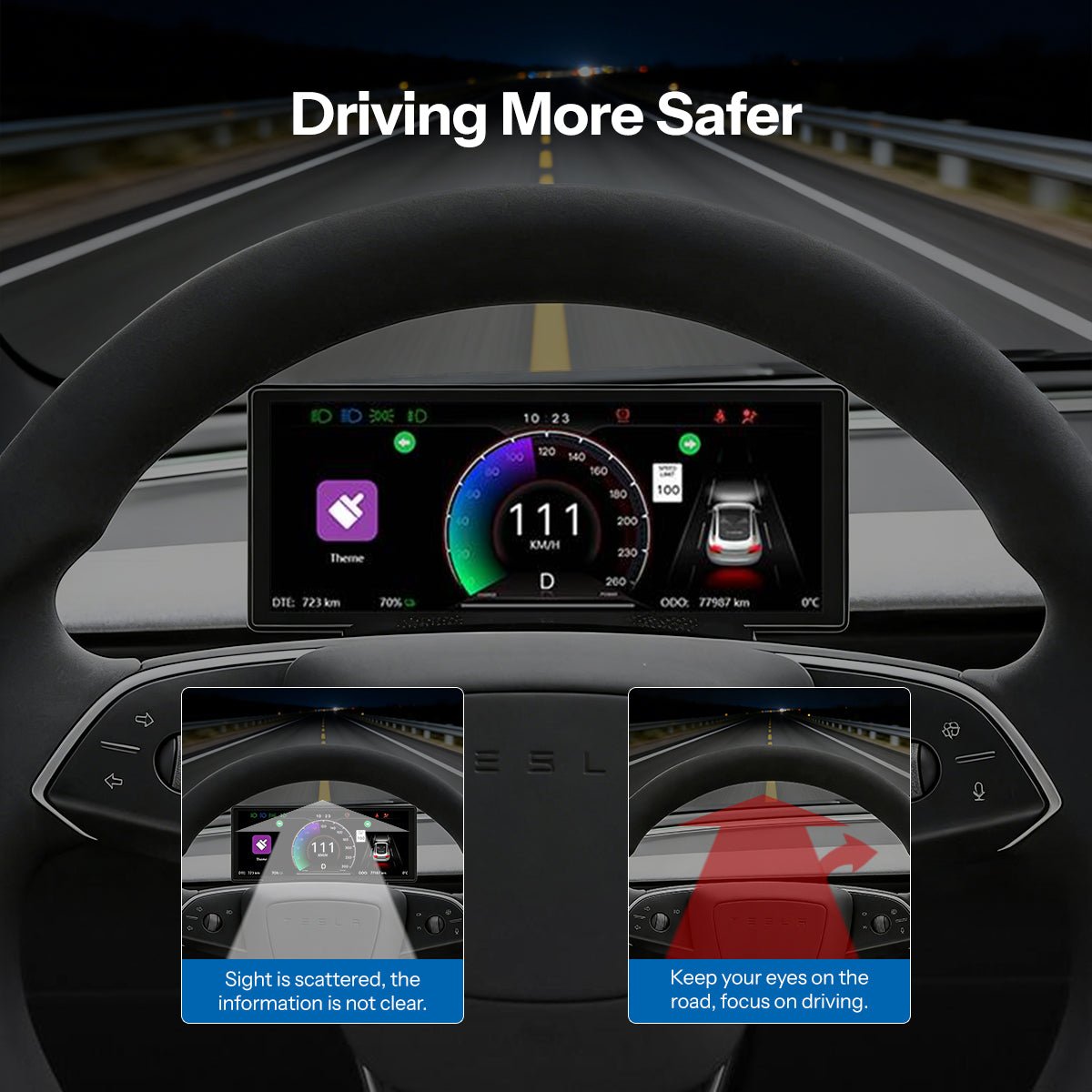 6.86'' Steering Instrument Cluster Display for Tesla Model 3 / Model Y - Tesery Official Store