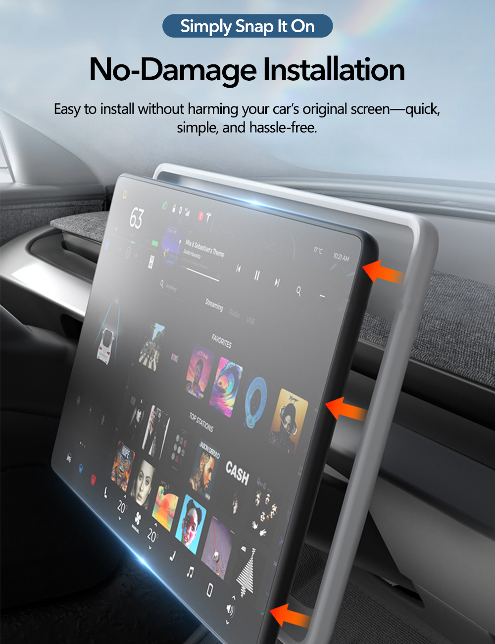 Screen For Models Model 3 Highland & New Model Y Central Screen Silicone Protector Frame