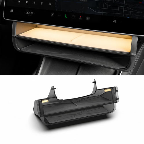 Dual-Layer Tray Under Screen Storage Box with LED Light for Model 3 Highland / Y Juniper
