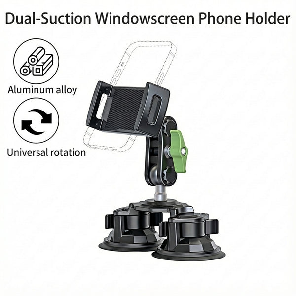 Dual-Suction Car Windowscreen Phone Mount | Navigation & Filming