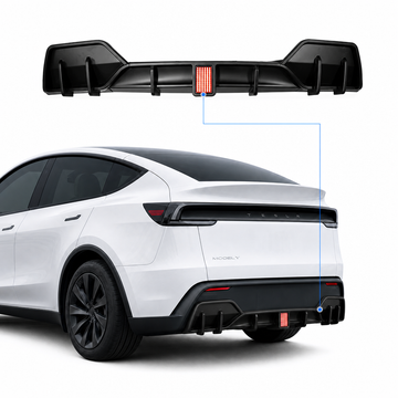 Lip Spoiler y Difusor de Parachoques Trasero con Luz de Freno Piloto LED Intermitente para Model Y Juniper