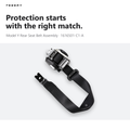 Rear seat belt retractor assembly with polyester webbing and latch plate for Tesla Model Y