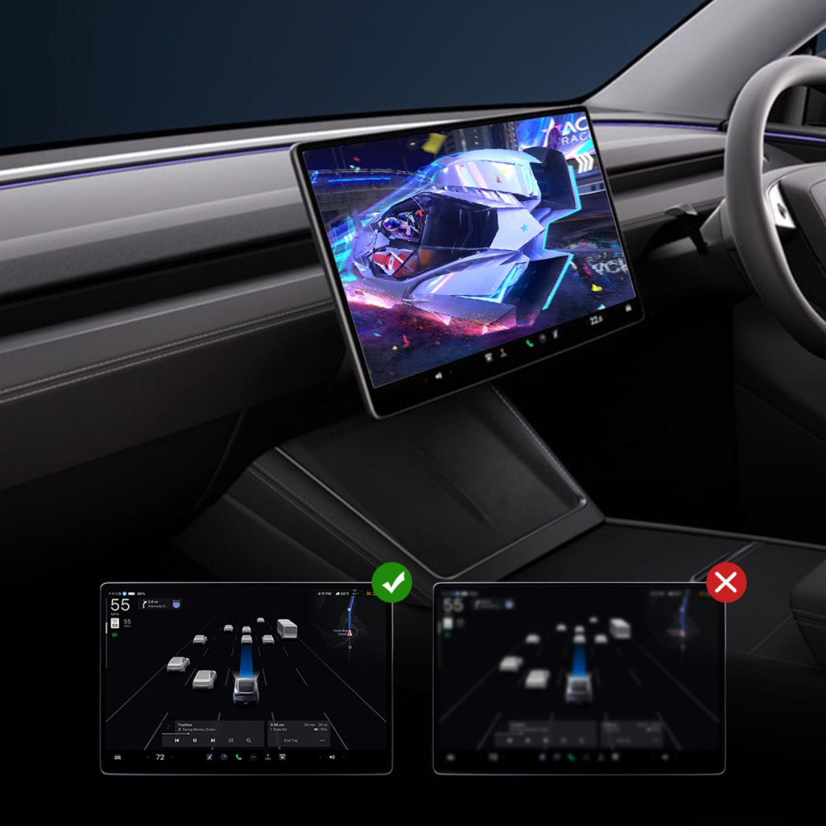 E-Hamii Gehard Glas – Voor Tesla Model 3 Navigatiescherm, 9H, HD, 0,25 Mm