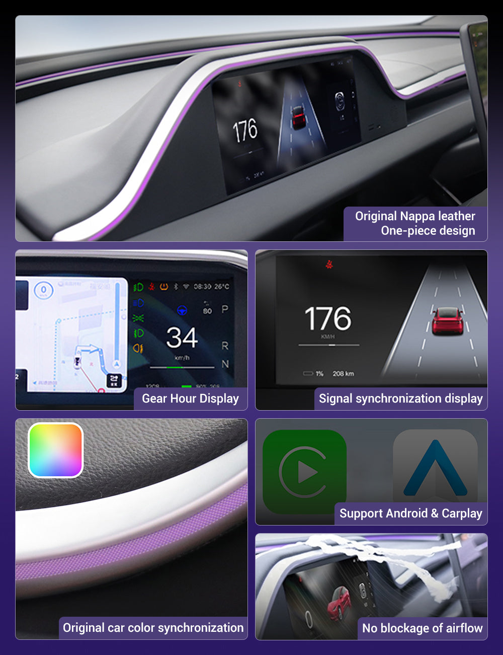 テスラ Model 3/Y ダッシュボードディスプレイ CarPlay＆アンビエント