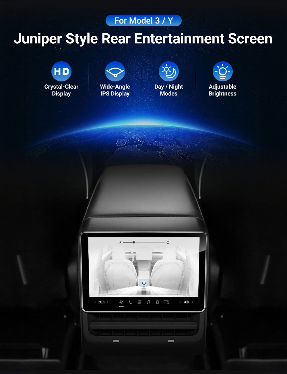 Tesla Rear Touch Screen Tesla Model 3/Y Rear Entertainment System | Touchscreen & HVAC Control ...