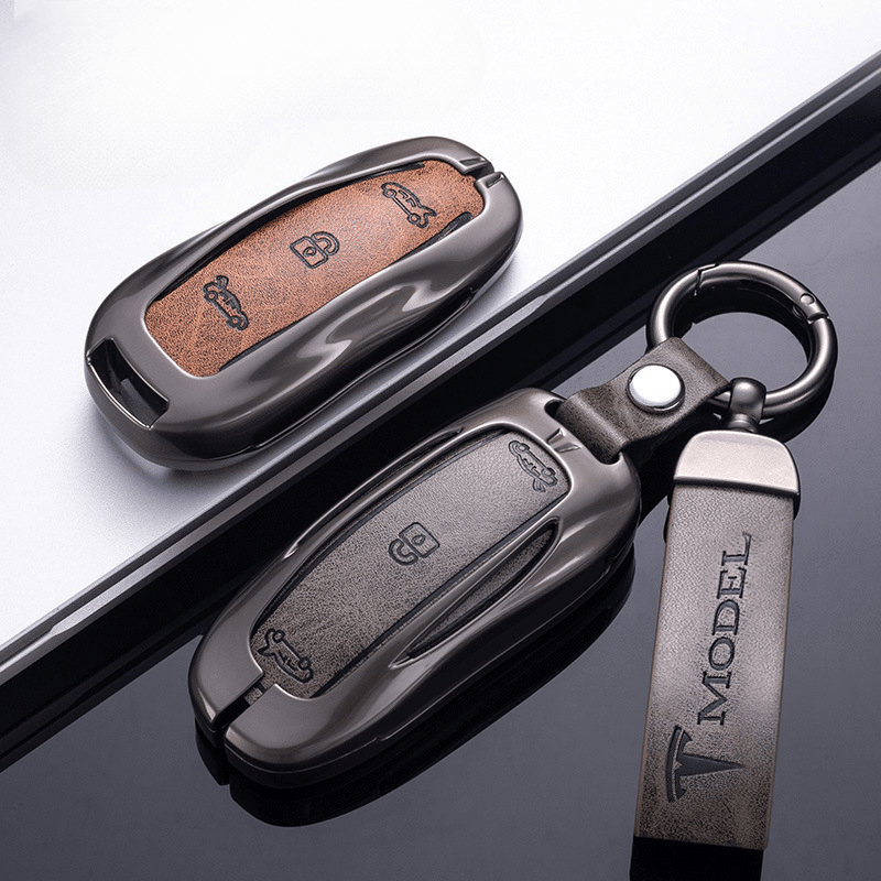 Ontto Custodia Portachiave In Pelle Vera Per Volvo 2019-2021 - Protezione Completa Con Cucitura A Mano Per XC60, XC90, S90, V90 - Marrone (Pelle Crazy Horse)