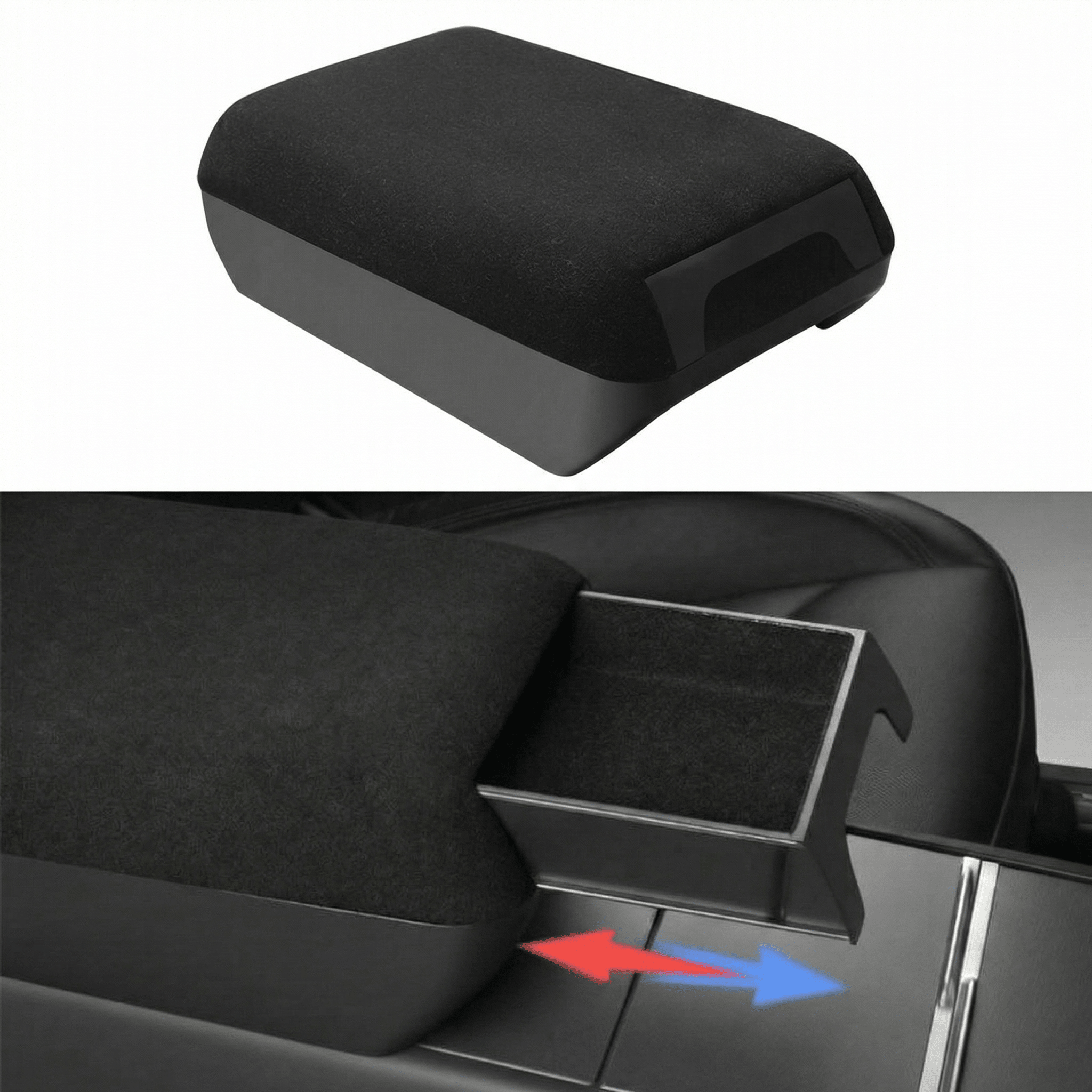 Hidden Riser Center Console Armrest Riser with Hidden Sliding Storage for Model 3 H