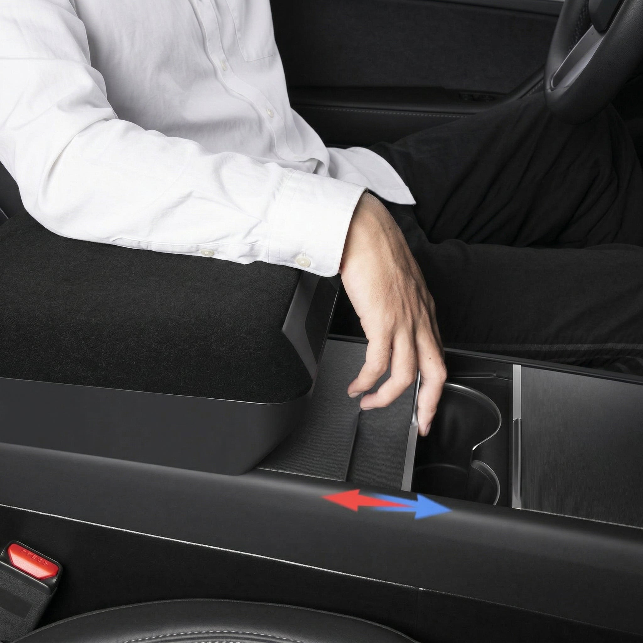 Hidden Riser Center Console Armrest Riser with Hidden Sliding Storage for Model 3 H