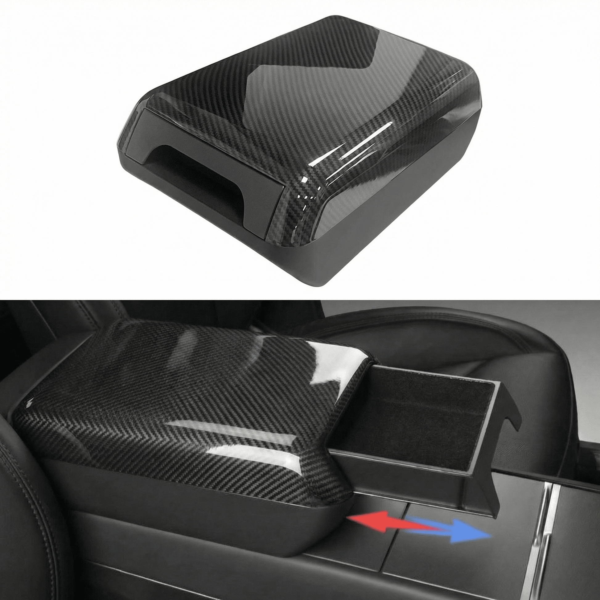 Center Console Armrest Riser with Hidden Sliding Storage for Model 3 Highland & Model Y Juniper - Tesery Official Store