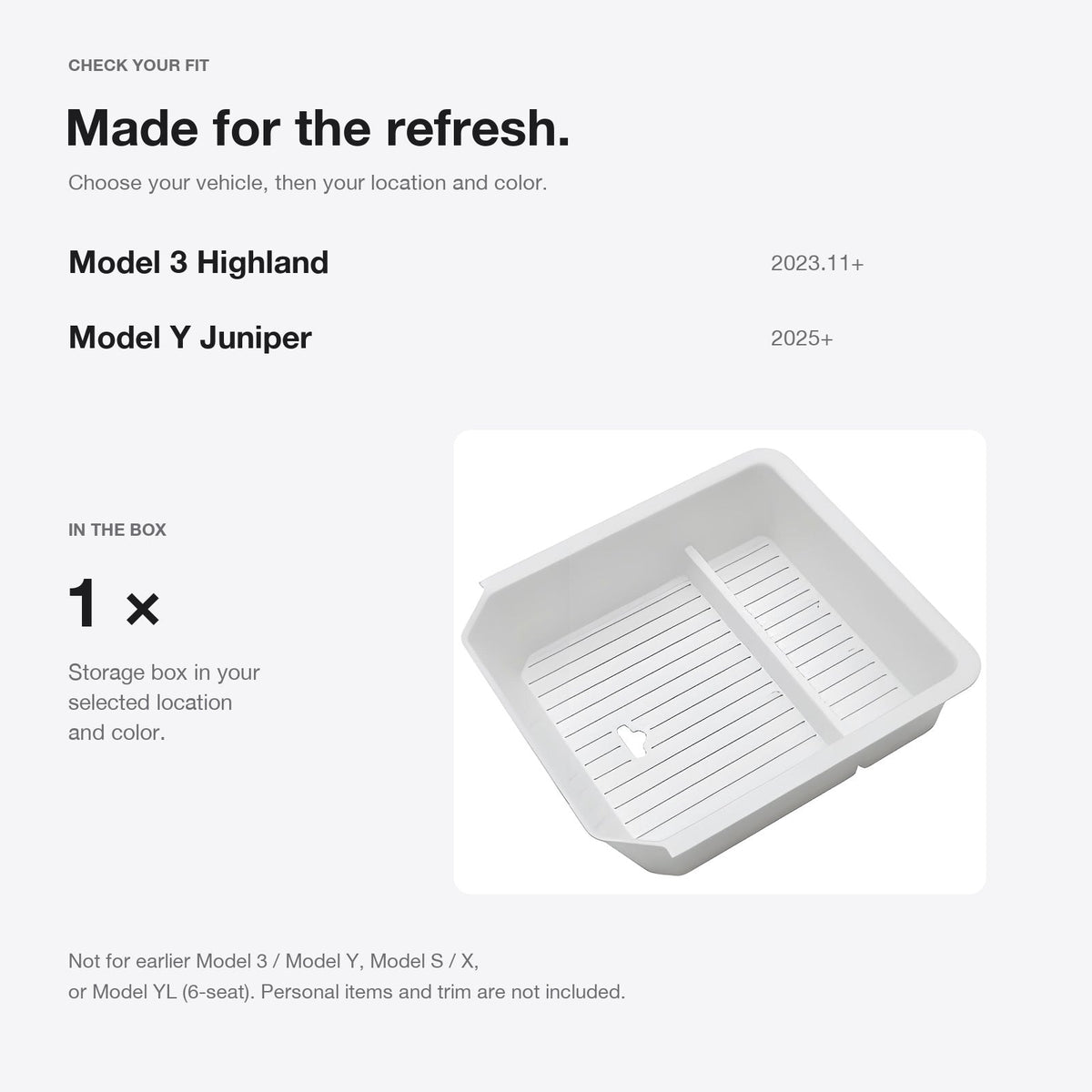Center Console Storage Box for Model 3 Highland & Model Y Juniper | 3 Locations - Tesery Official Store