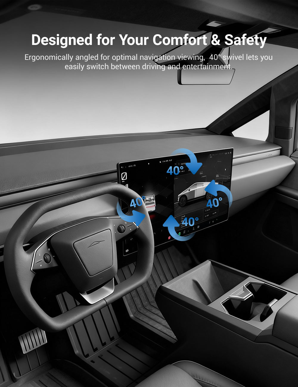 テスラ サイバートラック センタースクリーン スイベル回転マウント