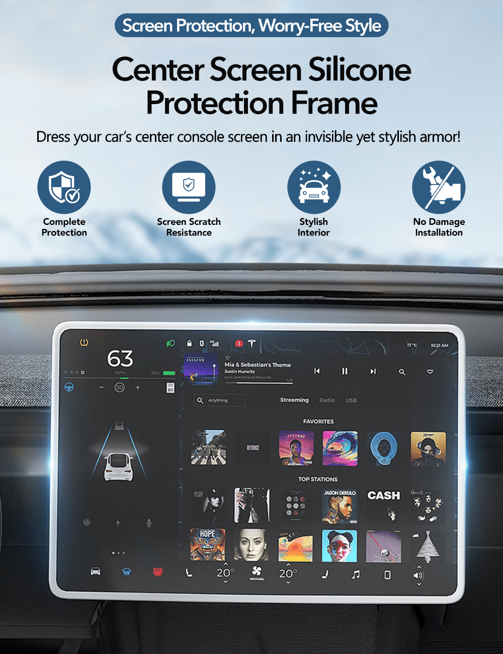 Model 3 Highland & New Model Y Central Screen Silicone Protector Frame