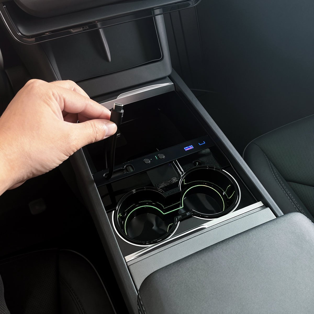 Console Cup Holder Expansion Dock with Lighting for Tesla Model 3 Highland / Y Juniper - Tesery Official Store