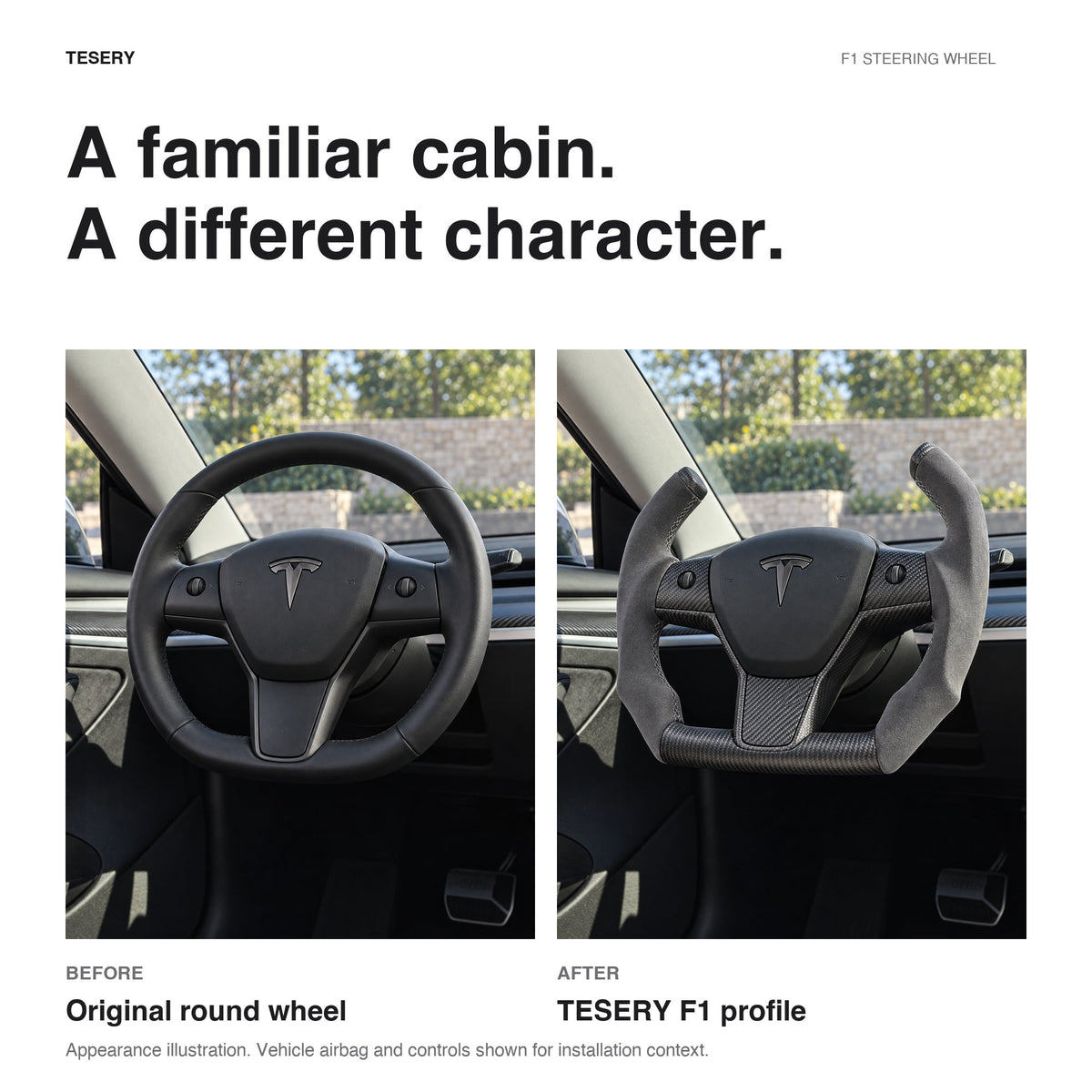 Custom Carbon Fiber Steering Wheel for Tesla Model 3 / Y【F1 Style】 - Tesery Official Store