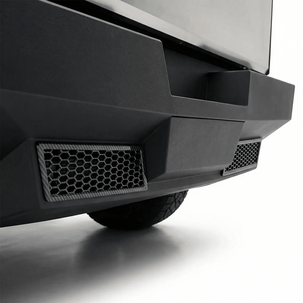 Rear Bumper Guards For Trucks Cybertruck Rear Bumper Honeycomb Trim Cover | Carbon Fiber Style Guard