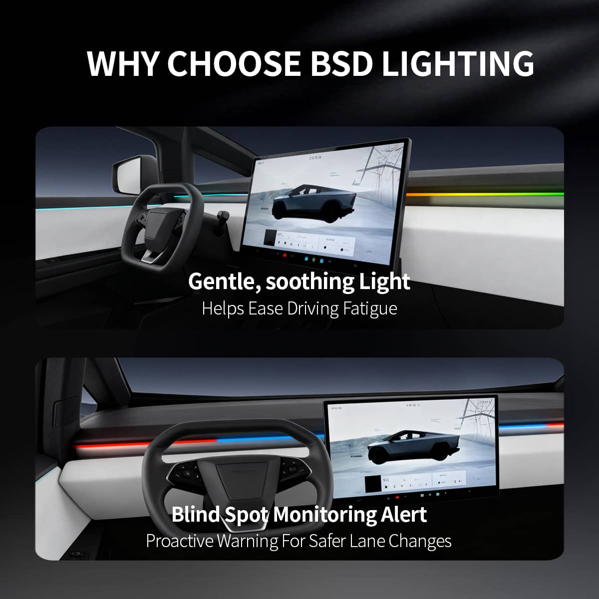 Cybertruck Smart BSD Blind Spot LED Ambient Lighting Kit - Tesery Official Store